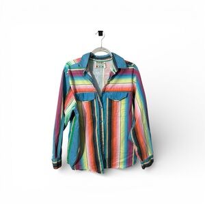 Vintage 1990s Wrangler Brushpopper Women’s Western Shirt Multicolor Striped